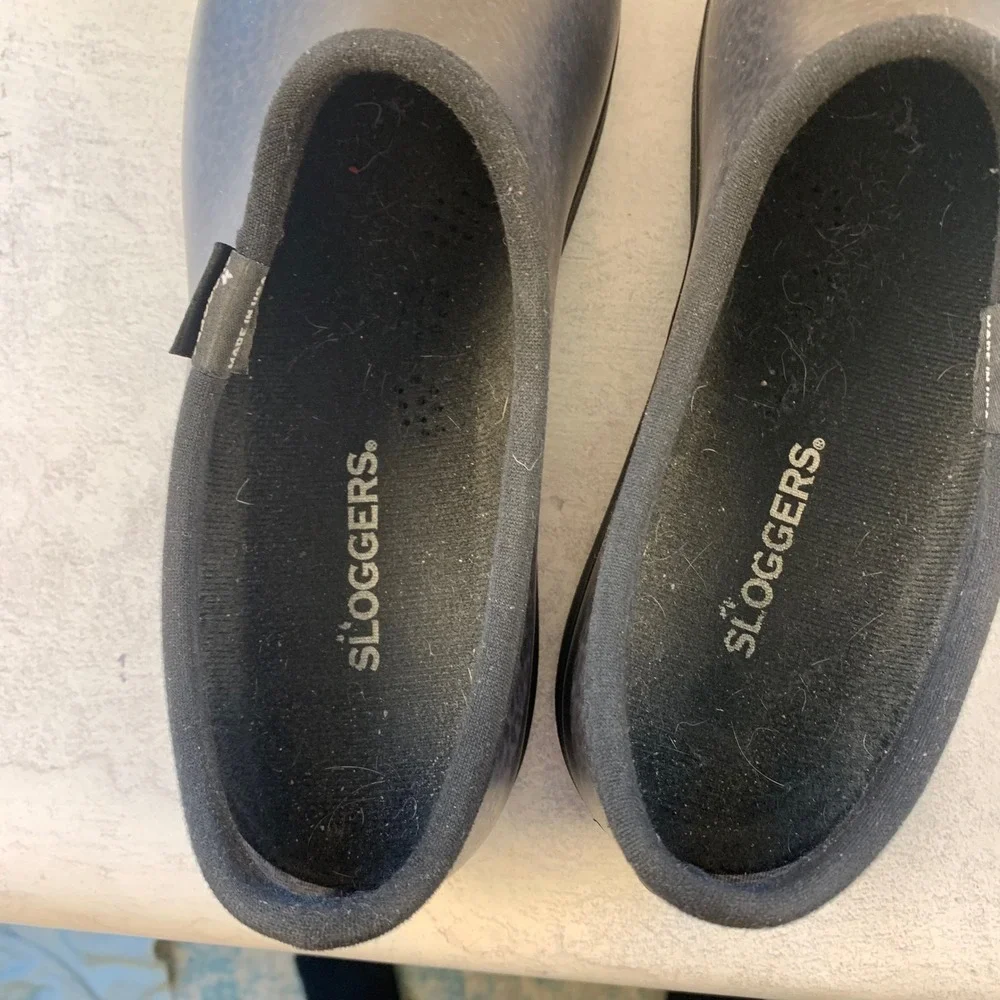 Sloggers Men 12 Garden Shoes Black Textured Waterproof Rubber Slip On Rain Clogs